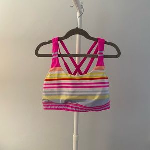 Lululemon Criss across Sports Bra - Neon Stripes